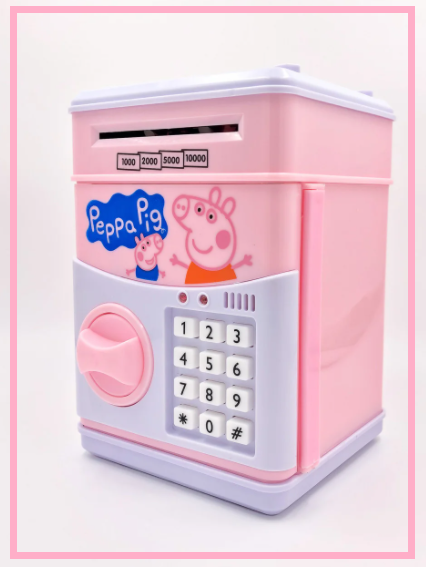 

Копилка сейф детская с кодовым замком и купюроприемником Свинка Пеппа, Розовый