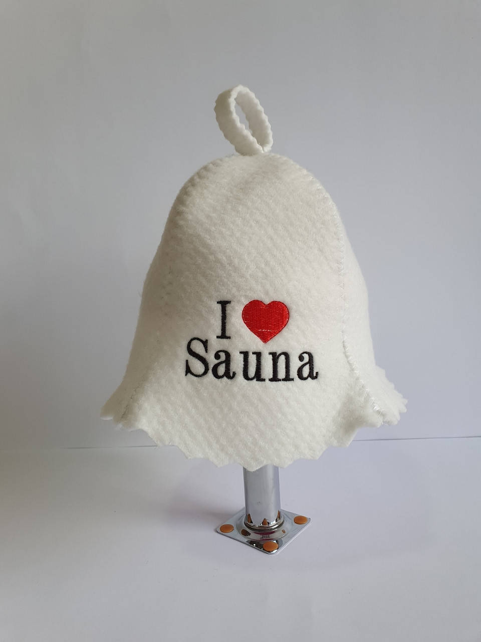 

Шапка для бані та сауни з яскравою вишивкою I love sauna