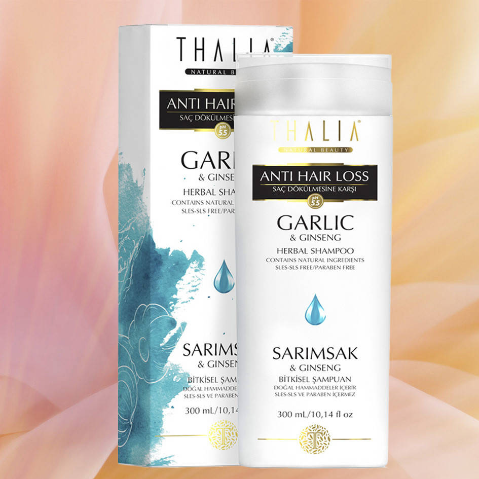 

Безсульфатний шампунь для волосся з екстрактами часнику та женьшеню, 300 мл