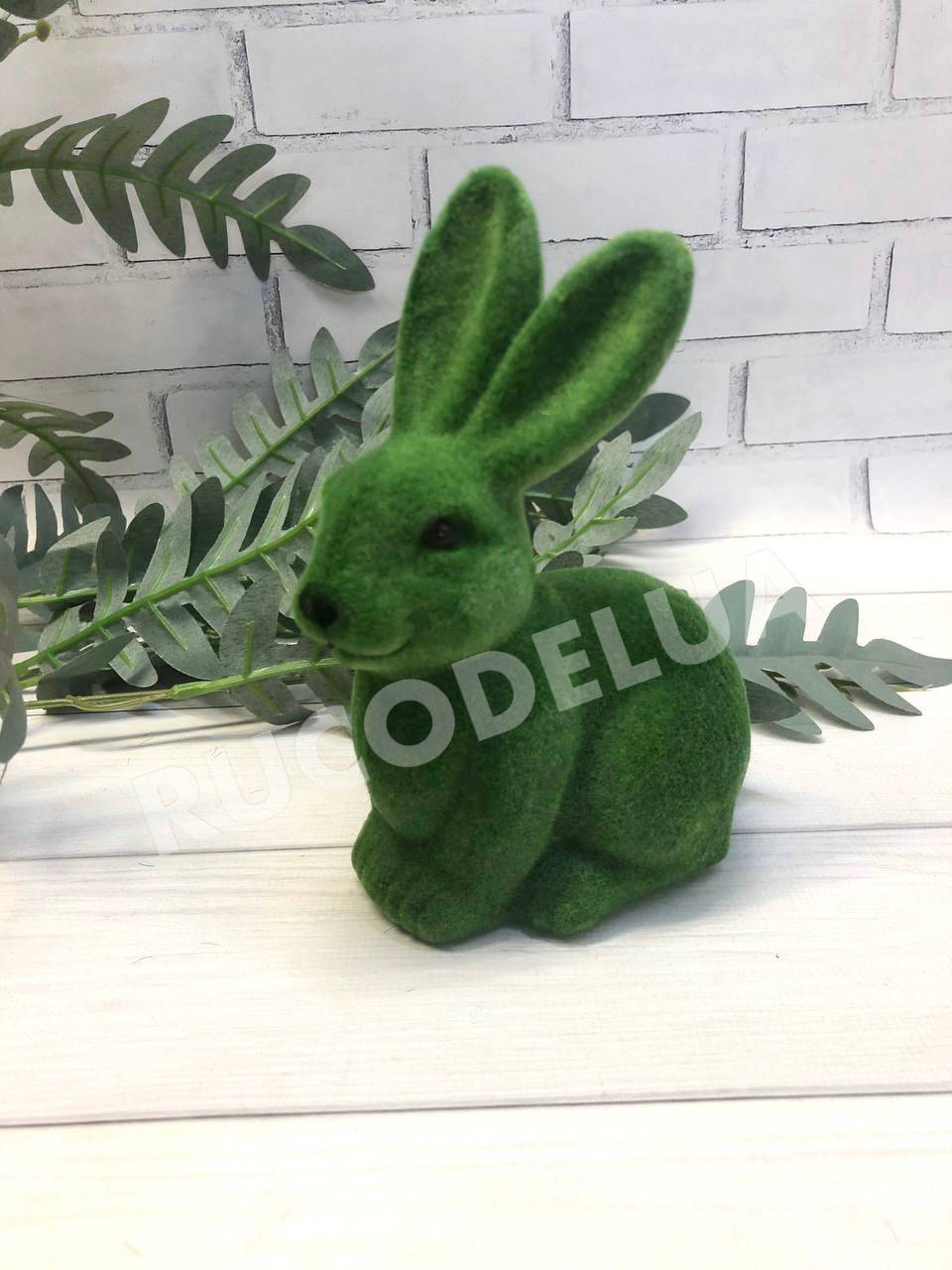 

Фигурка заяц пасхальный 15 см зелёный. Кролик пасхальный декоративный