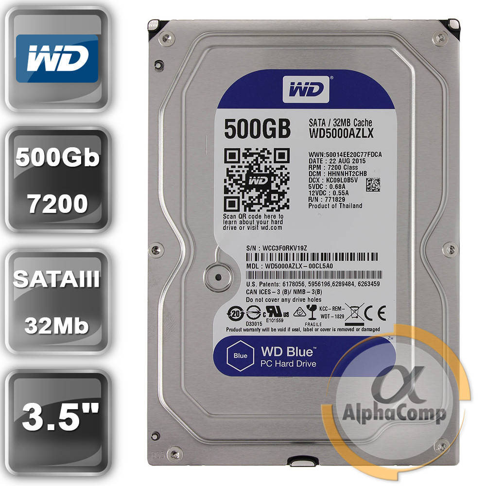 

Жесткий диск 3.5" 500Gb WD WD5000AZLX (32Mb/7200/SATAIII) БУ