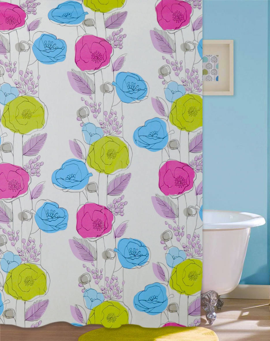 

Шторка для ванной и душа комнаты Colorful flowers 180x180 (NJ10107)