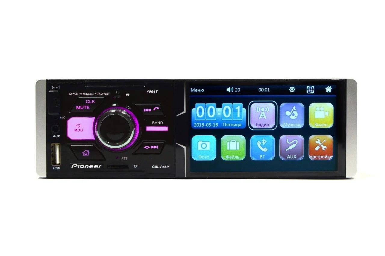 

Автомагнитола пионер Pioneer 4064T Сенсорный экран 4,1" Bluetooth подсветка RGB