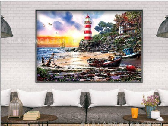 

Алмазная мозаика "Дом у моря", картина стразами. Блестящая. 30*40 см Кладовка