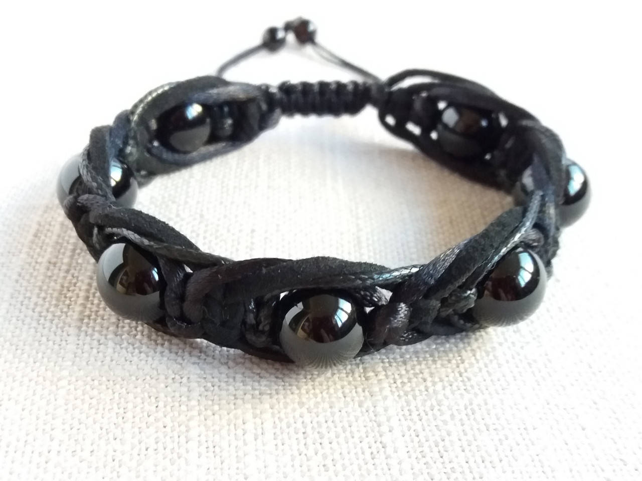 

Браслет плетеный из Черного Турмалина d 10мм