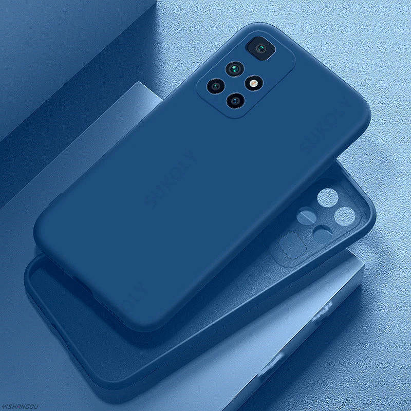 

Силиконовый чехол с микрофиброй для Xiaomi Redmi 10 синий тонкий матовый