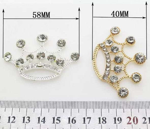 

Металлические декор со стразами , корона 58*40мм , цвет серебристый