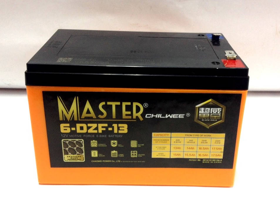 

Тяговый аккумулятор для электровелосипедов 12V 13.1Ah Master 6DZF13(DZM)