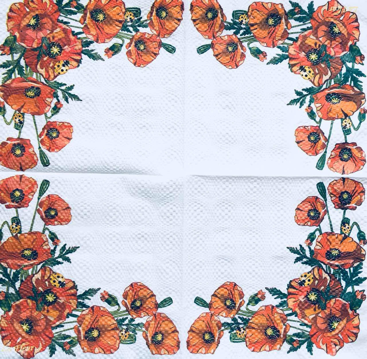 

Салфетка декупажная 33x33 см 10.1 " Маки по кругу "