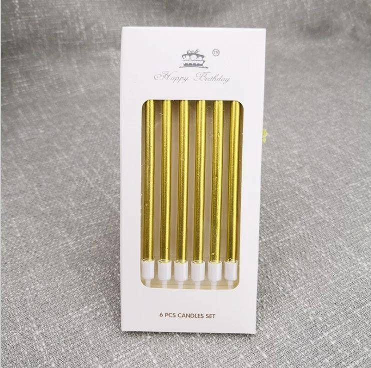 

Свечи в торт в коробке, 6 штук (перламутр золото )