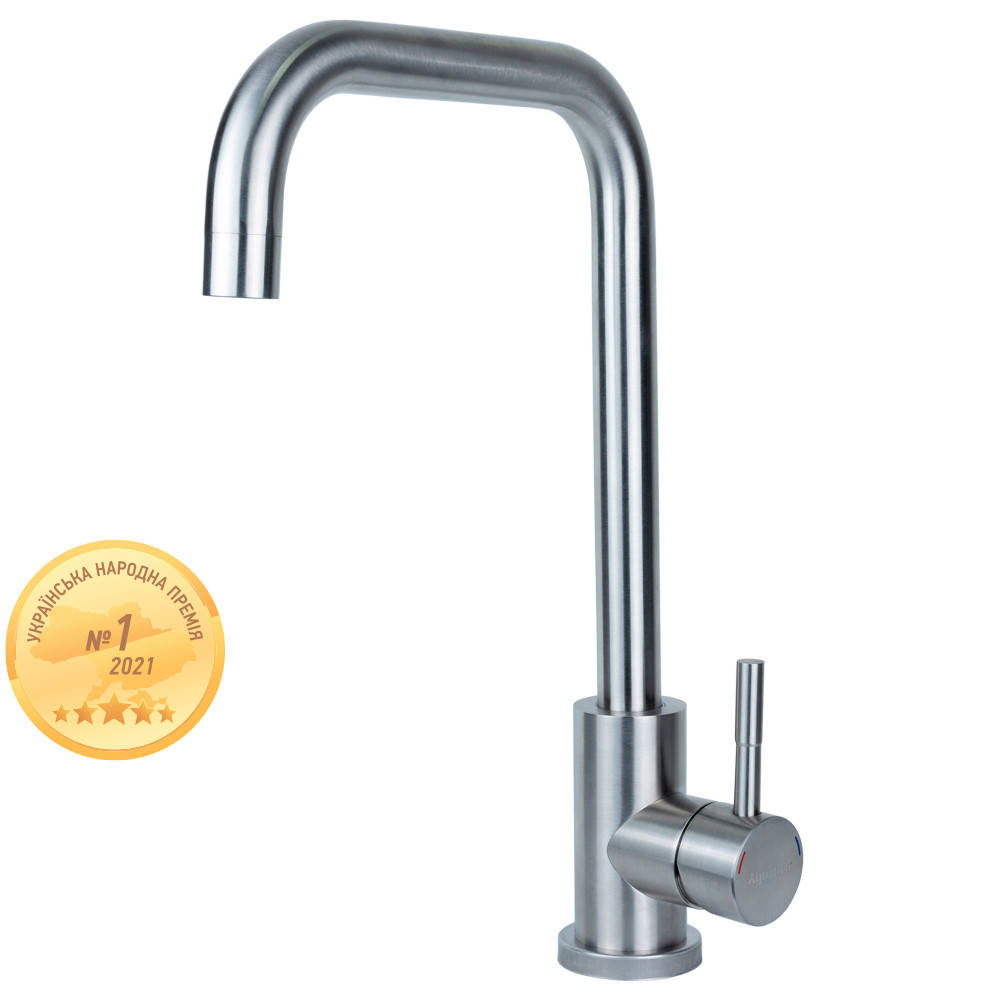 

Смеситель KT Ø35 для кухни Г-гусак на гайке SS AQUATICA (KT-4B270P)