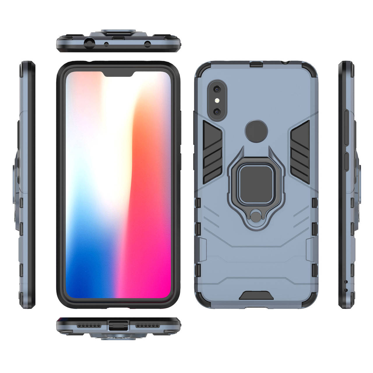 

Бронированный чехол для Xiaomi Mi A2 Lite с кольцом Navy Blue, Голубой