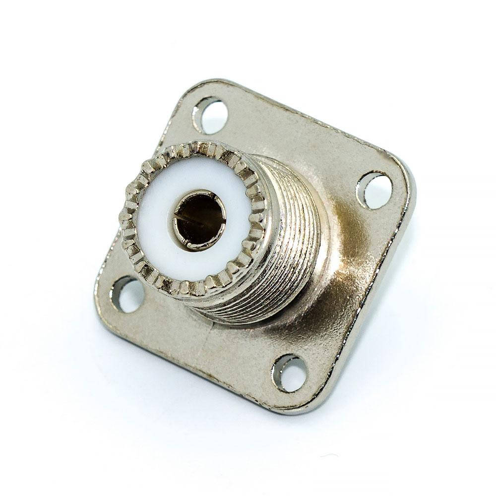 

Гнездо UHF, SO-239 (PL-259) квадратное, монтажное под 4 винты, металл