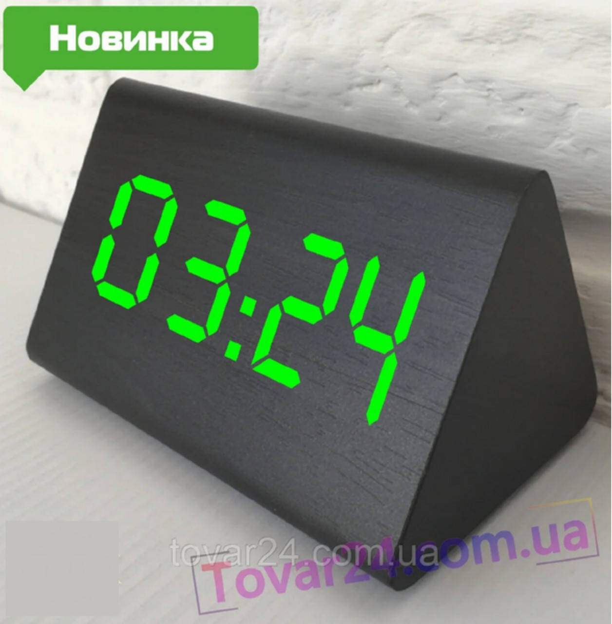 

Электронные настольные часы под дерево черные с зеленой подсветкой VST-864
