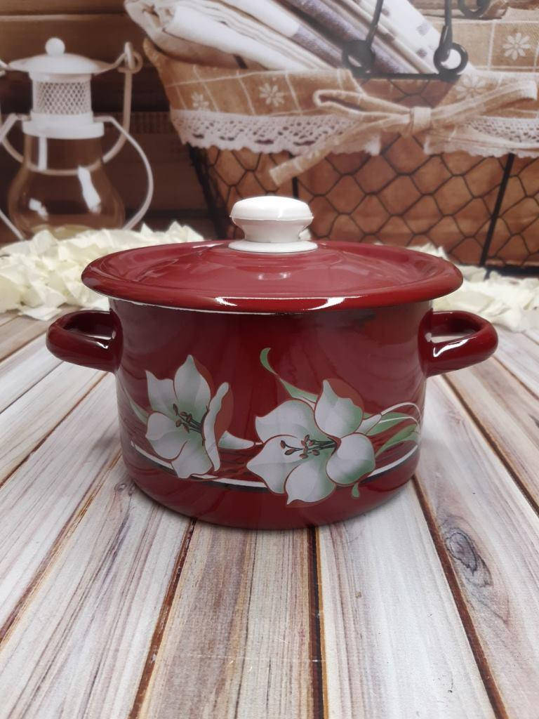 

Кастрюля 2л цилиндрическая "Бордовая лилия", Бордовый