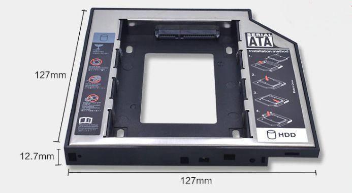 

Карман 12.7 мм HDD/SSD 2.5" для ноутбука Optibay Caddy (вместо DVD привода)