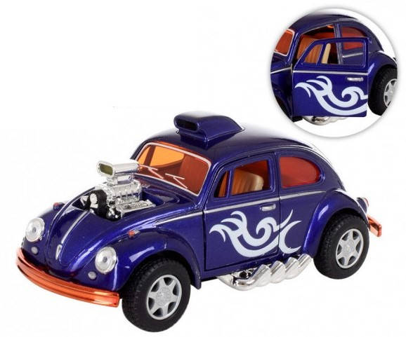 

Машинка Volkswagen Beetle Custom Dragracer игрушечная металлическая, KT5405W, для детей от 3 лет, Пакунок