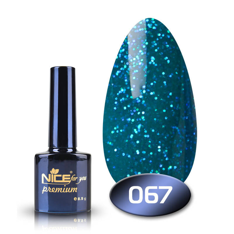 

Гель-лак Nice for you Premium 067 сине-зеленый блеск 8,5 мл