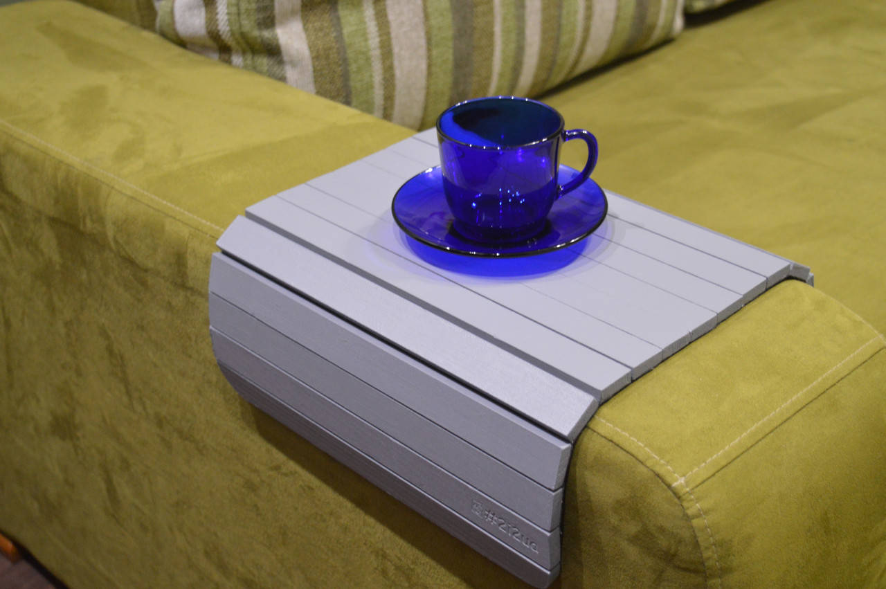 

Деревянная накладка, столик, коврик на подлокотник дивана (серый) #2i2ua