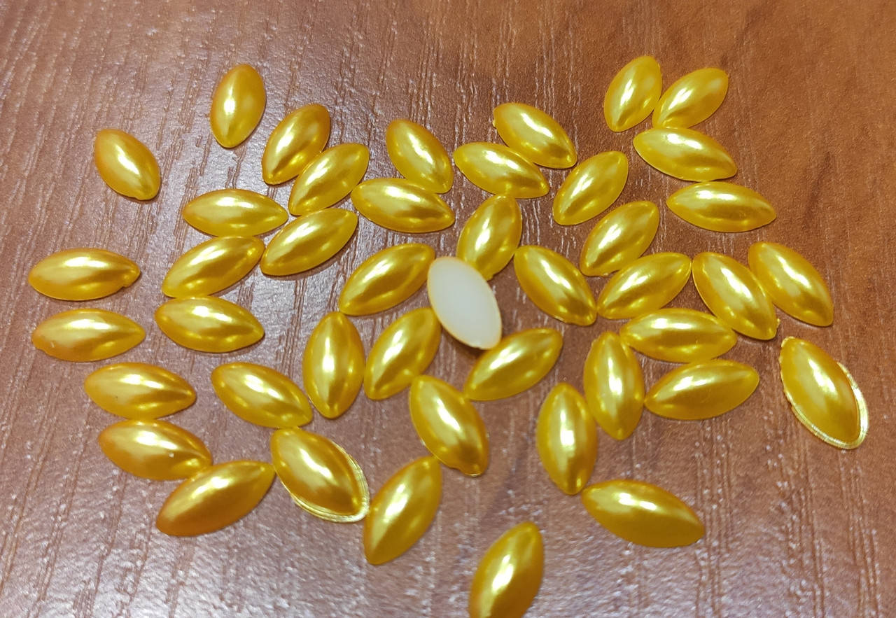 

Полубусины в виде риса 6 *12 мм , цвет золотой , (набор - 5 грамм 45 шт ), Золотистый