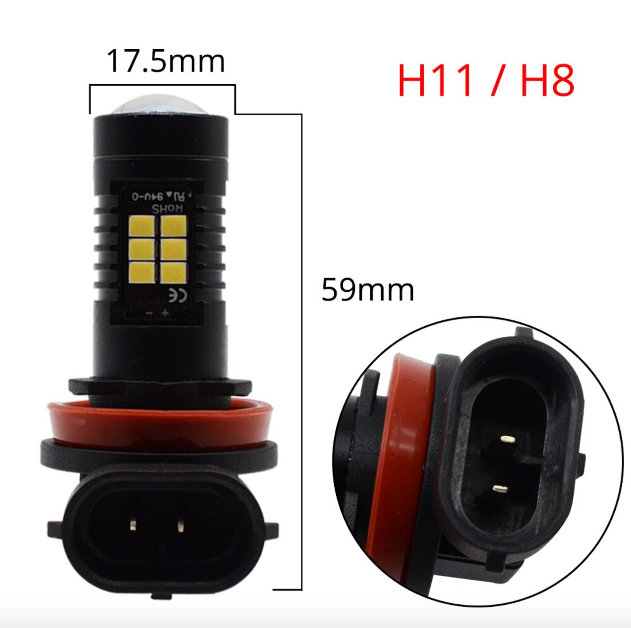 

Автолампа LED H11 H8 12V Canbus 6000K 21 SMD лед н8 н11 светодиодная противотуманка PGJ19