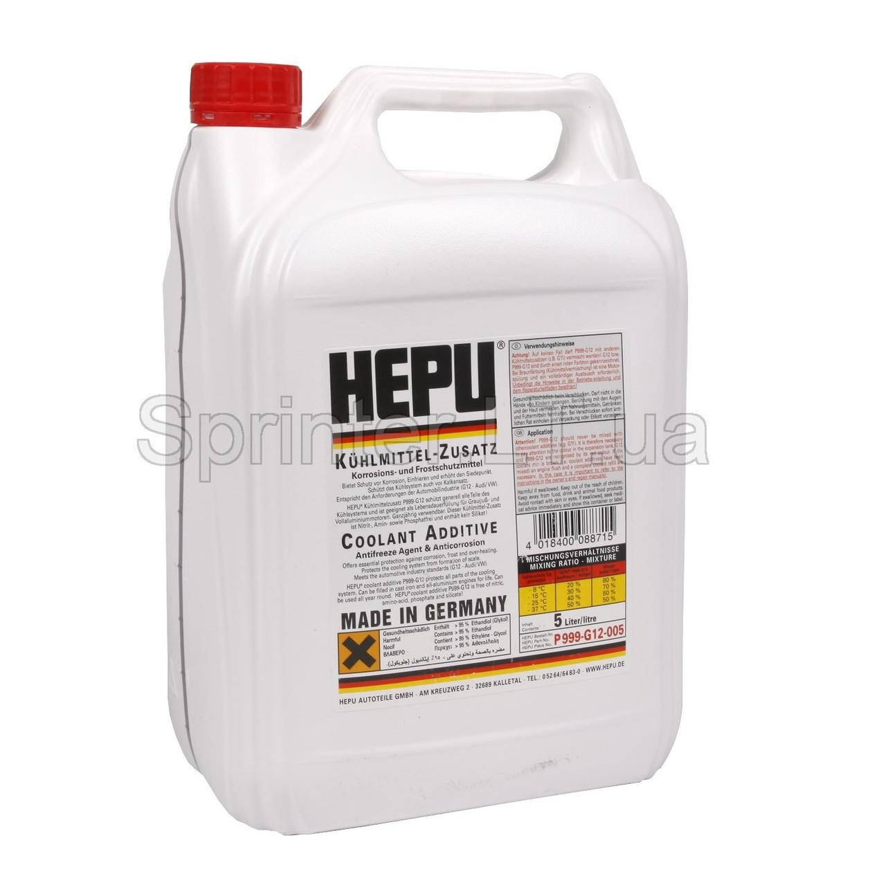 

Антифриз (красний) концентрат 1:1 G12 5L HEPU P999-12-005, Красный