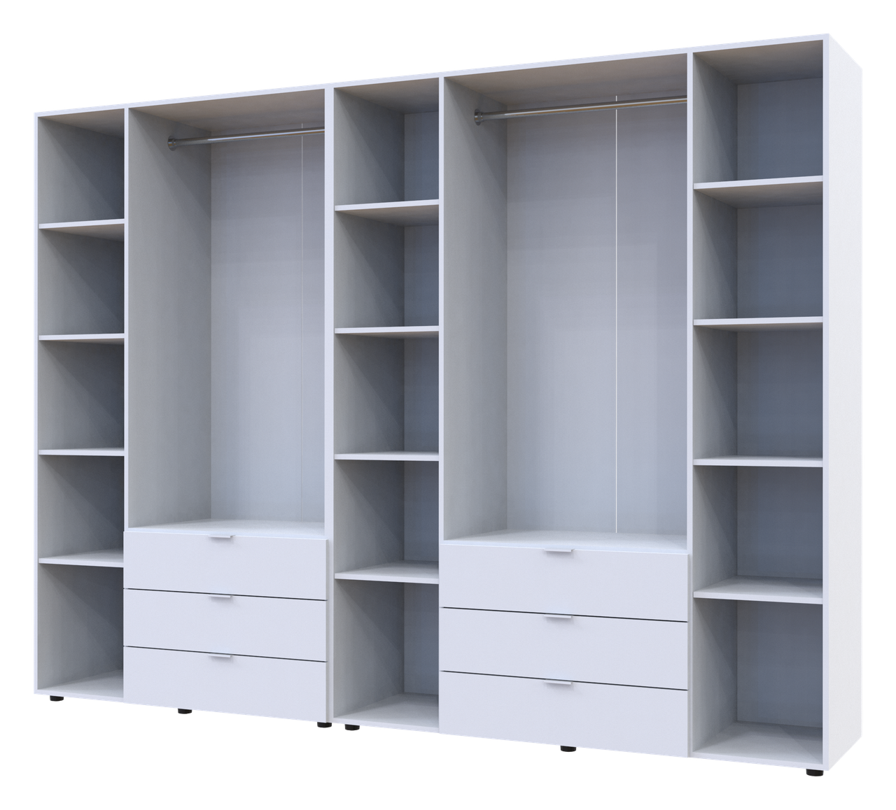 Розпашна Шафа для одягу Doros Гелар комплект Білий 3+4 ДСП 271,2х49,5х203,4 (42002120) 3