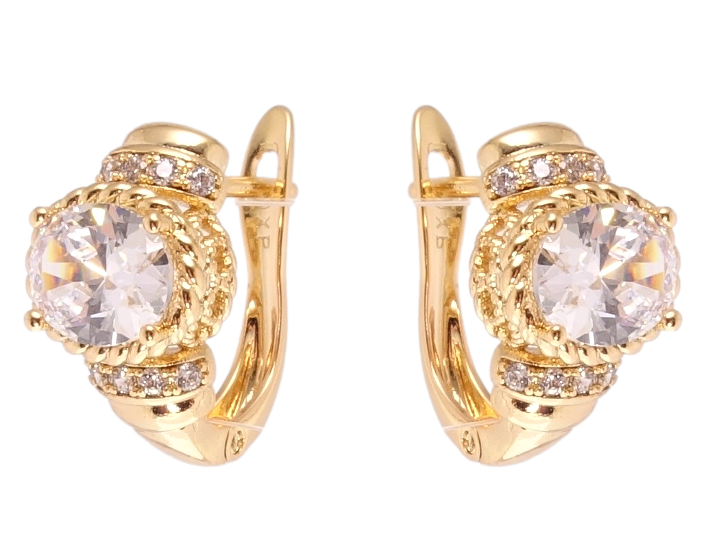 

Серьги Xuping QQMM Позолота 18K английский замок "Инкрустация цирконием"
