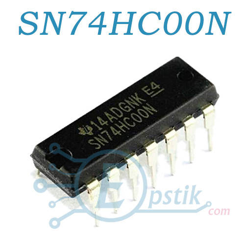 

SN74HC00N, четырехканальный логический элемент, DIP14