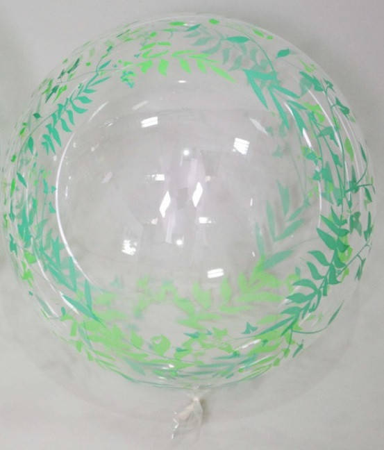 

Bubble Бабл (КНР) 16" (40 см) прозрачный с листиками и лианами, Разные цвета
