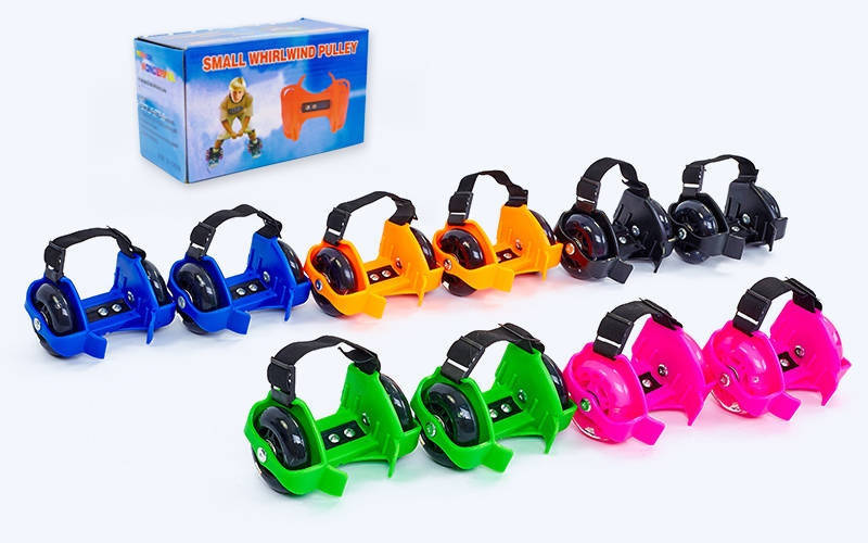 

Ролики на кроссовки (ролики на пятку) Profi Flashing Roller 166, 5 цветов: колеса 70мм + светятся колеса Черный