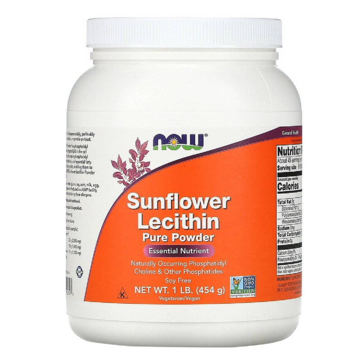 

Подсолнечный Лецитин чистый порошок, Sunflower Liquid Lecithin, Now Foods, 454 гр 1 фунт