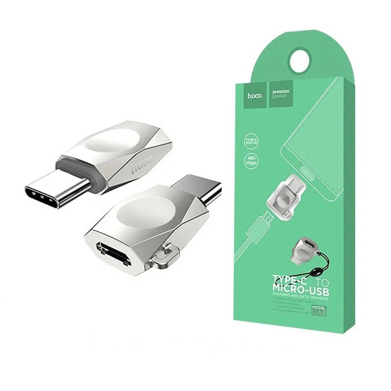 

Переходник microUSB на TypeC Hoco UA8 с оболочкой из цинкового сплава