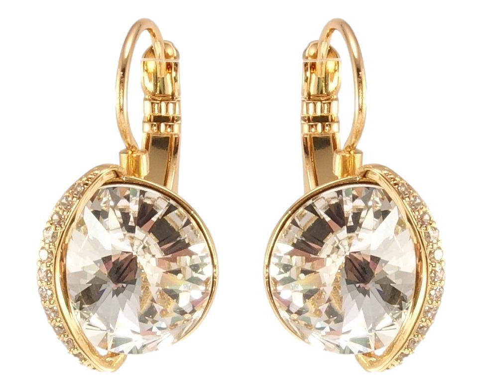 

Серьги Xuping Позолота 18K с кр-ми Swarovski французский замок "Кристалл Clear с дугой из циркония на дужке"