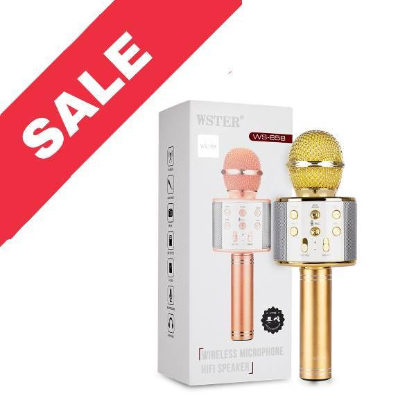 

Колонка микрофон Wireless Microphone WS-858 Gold