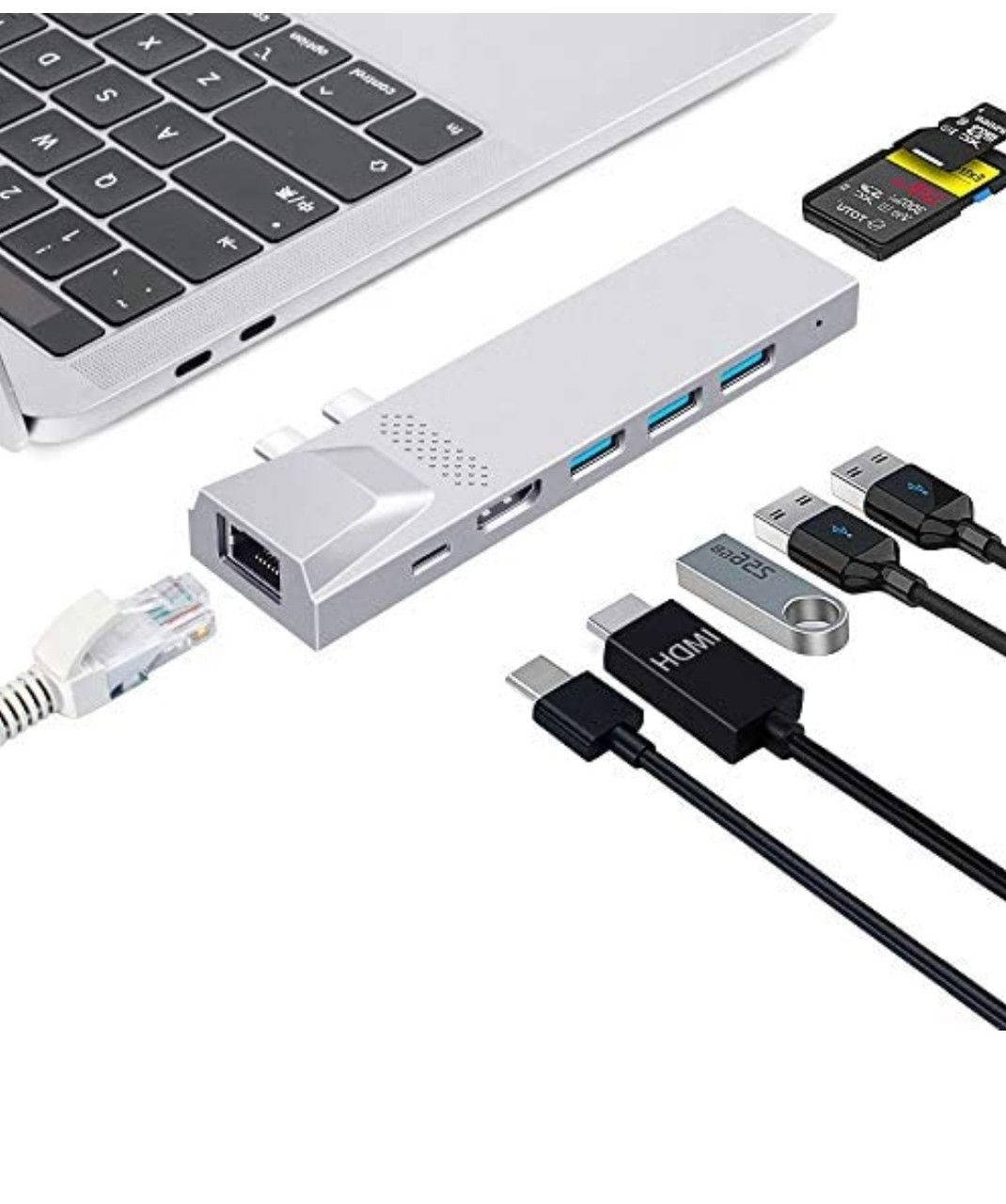 

Концентратор USB C для MacBook Pro 16 "15" 13 "2019 2018, док-станция с донглом концентратора 8 в 1