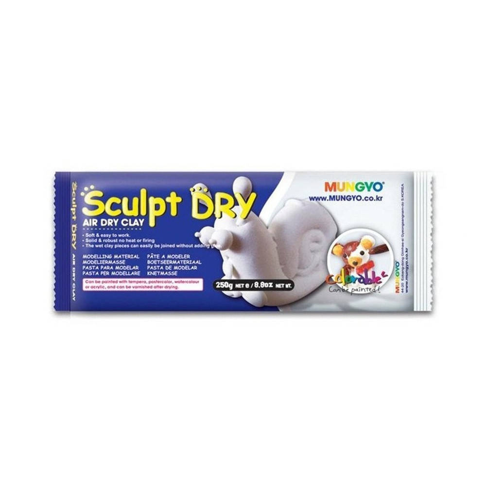 

Масса для моделирования самозастывающая "Sculpt Dry" MUNGYO 250 грамм белая, Белый