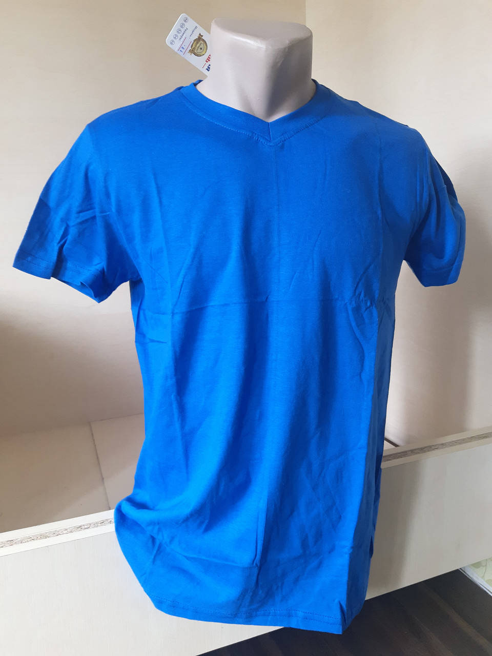 

Мужская футболка однотонная синяя р.48 50 52 56