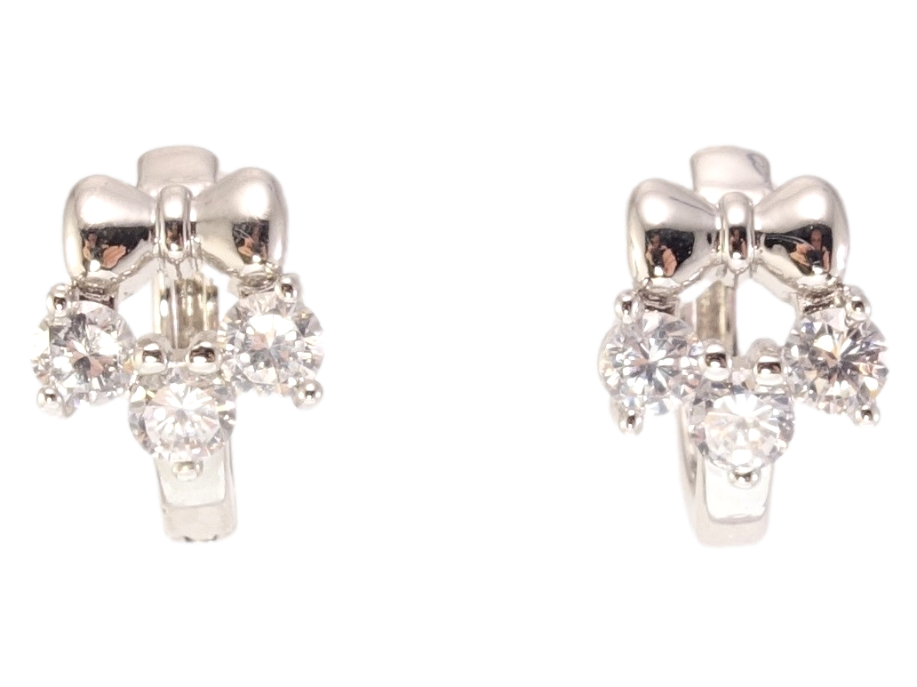 

Серьги СМ Родий колечки "Кристальные веночки с бантиками"