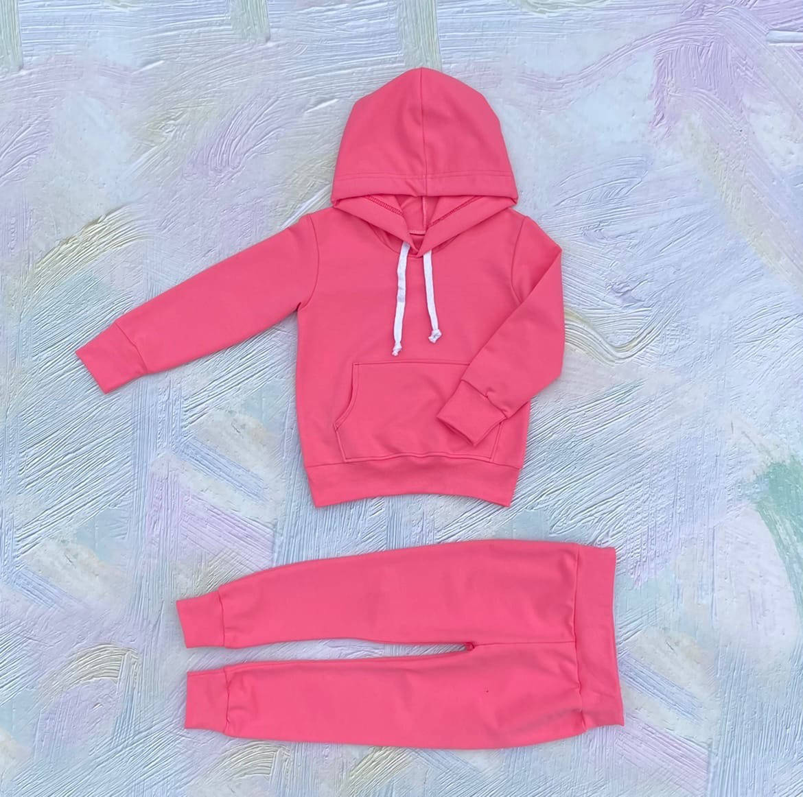 

Детский костюм из натуральной двунити для девочки на рост 86-128 см Коралловый, 122