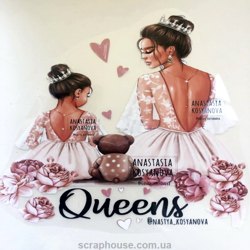 

Термоаппликация-накатка, наклейка на одежду Queens 23х19 см, Пудра