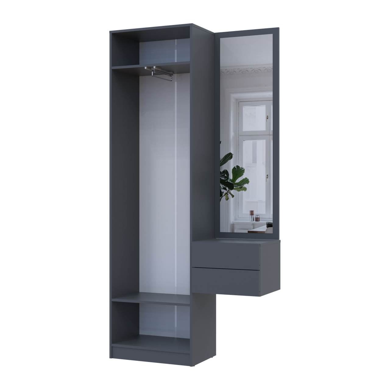 Передпокій Doros Сола 1+2 Doros Графіт/Сірий ДСП / дзеркало 105х40х215 (42005153) 4