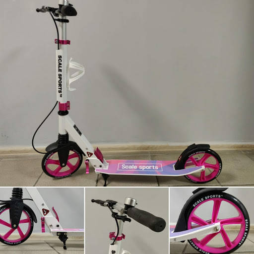 

Самокат Scale Sports SS-08 двухколесный с ручным тормозом и LED-фонариком. Розовый