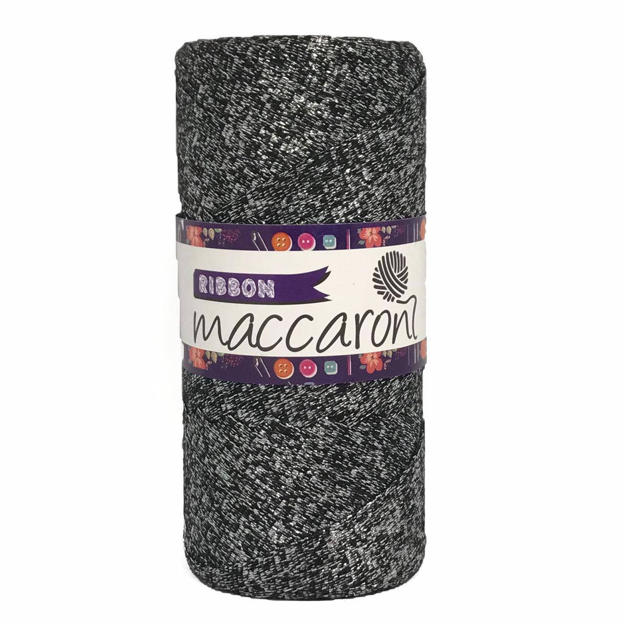 

Плоский шнур Ribbon Glitter с люрексом Maccaroni , черный с серебром