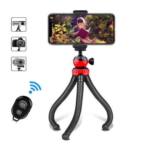 

Гибкий штатив осьминог для телефона с пультом для дистанционной фотосъемки, Черный