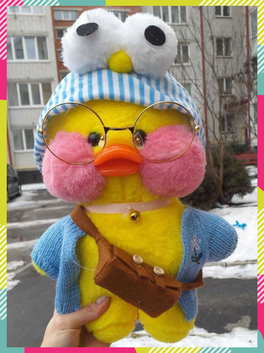 

Оригинал Уточка Лалафанфан Cafe Mimi мягкая плюшевая игрушка утка LaLafanfan 30 см Коржик, Желтый