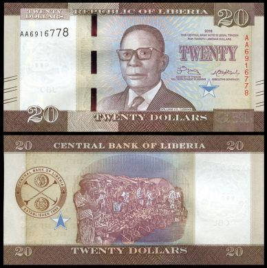 

Liberia Либерия - 20 Dollars 2016 UNC