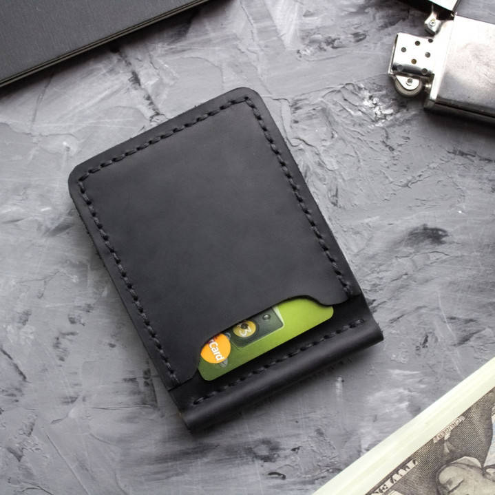 

Мужской зажим для денег из натуральной кожи Simple. Мужской кошелёк с зажимом. Зажим для купюр черный