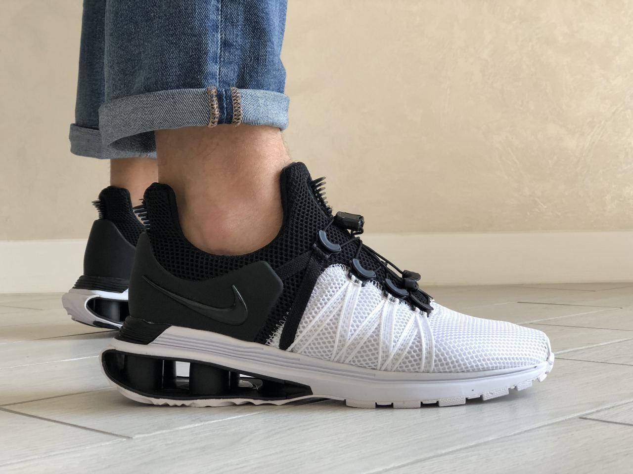 

Мужские кроссовки сетка Nike Shox Gravity черно белые ,найк, Черно-белый