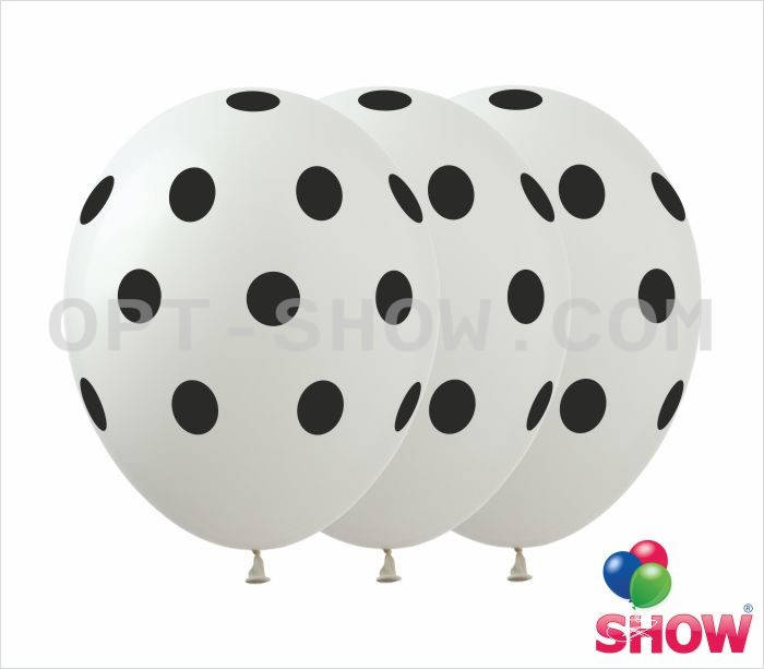 

Шар белый черный горох 12 "(30см)